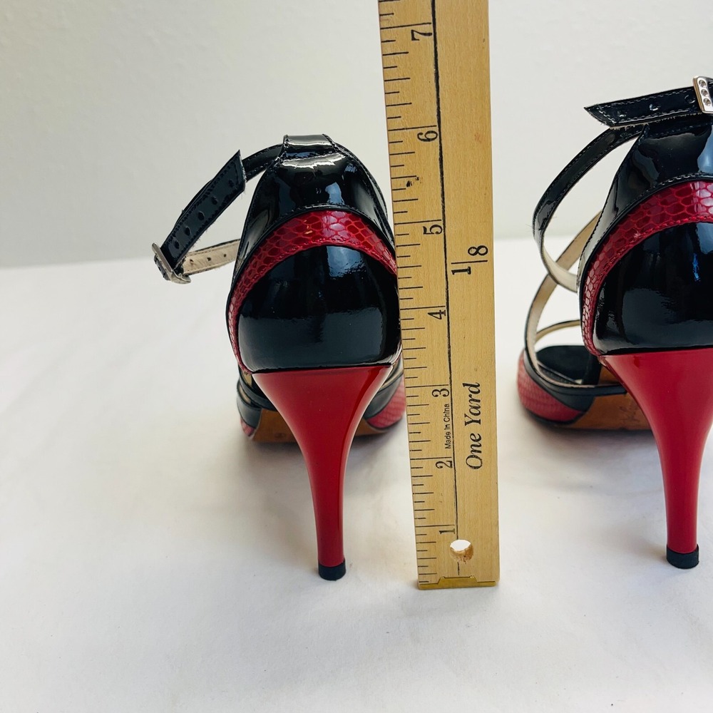 Mr Tango Shoes Women Size 5 Black Red Snake Skin Open Toe High Heels Dance Shoes - Picture 14 of 15